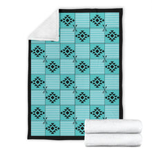 Load image into Gallery viewer, Turquoise Tribal Pattern Ethnic Patchwork Fleece Throw Blanket
