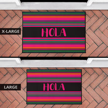 Load image into Gallery viewer, Hola Doormat Hot Pink and Black With Colorful Serape Pattern
