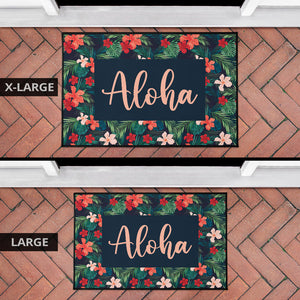 Aloha Hawaiian Tropical Flower Door Mat Colorful
