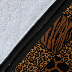 Animal Print Patchwork Pattern Fleece Throw Blanket