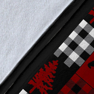 Red, Black and White, Buffalo Plaid Patchwork Style Fleece Throw Blanket