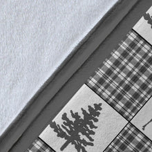 Load image into Gallery viewer, Winter Plaid Pattern Fleece Blanket Patchwork Deer and Pine Trees Pattern Dark Gray Border
