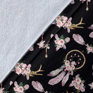 Black and Pink Boho Soft Suede Polyester Blanket
