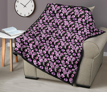 Load image into Gallery viewer, Black Pink and Purple Orchid Flower Pattern Quilt
