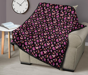 Black With Colorful Butterfly Pattern Quilt