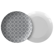 Load image into Gallery viewer, Gray Quatrefoil Plate Dinnerware Unbreakable
