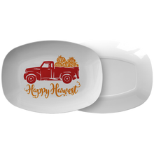 Load image into Gallery viewer, Happy Harvest Vintage Truck With Pumpkins White 10&quot; x 14&quot; ThermoSāf® Polymer Serving Platter Thanksgiving Party Snack Tray
