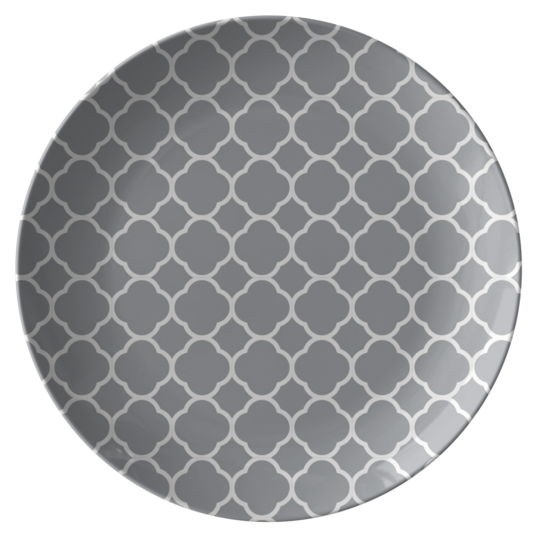 Gray Quatrefoil Plate Dinnerware Unbreakable