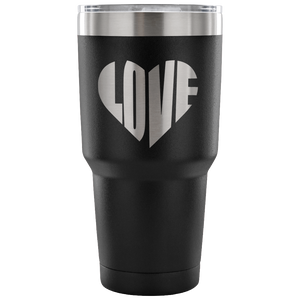 LOVE Heart Design Insulated Stainless Steel Coffee Mug Vacuum Tumbler Powder Coated With Laser Etched Design