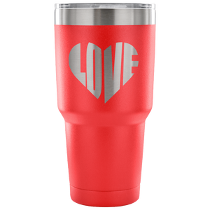 LOVE Heart Design Insulated Stainless Steel Coffee Mug Vacuum Tumbler Powder Coated With Laser Etched Design