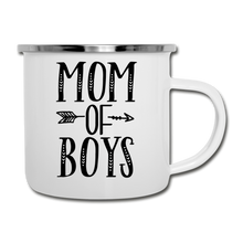 Load image into Gallery viewer, Mom Of Boys White Enamel Camper Mug - white
