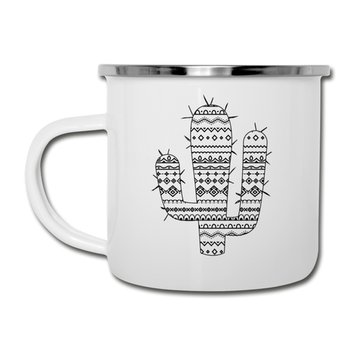 Cactus White Enamel Camping Mug - white