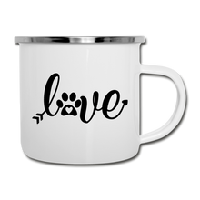Load image into Gallery viewer, Love With Paw Print White Enamel Camper Mug - white

