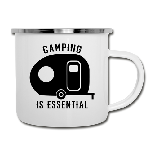 Camping Is Essential Enamel Coffee Mug - white