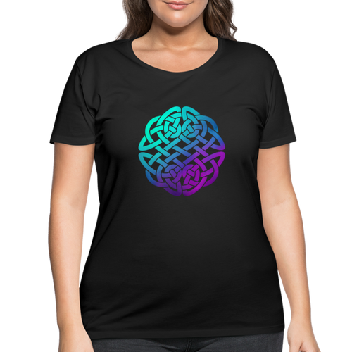 Black With Colorful Ombre Celtic Knot Women’s Curvy T-Shirt - black