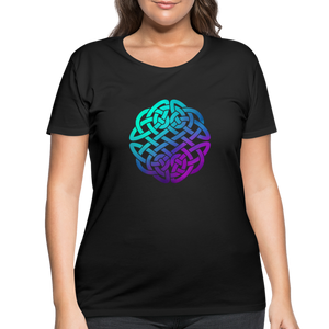 Black With Colorful Ombre Celtic Knot Women’s Curvy T-Shirt - black