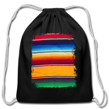 Load image into Gallery viewer, Black With Colorful Serape Design Cotton Drawstring Bag Backpack - black
