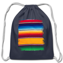 Load image into Gallery viewer, Black With Colorful Serape Design Cotton Drawstring Bag Backpack - navy
