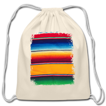 Load image into Gallery viewer, Black With Colorful Serape Design Cotton Drawstring Bag Backpack - natural
