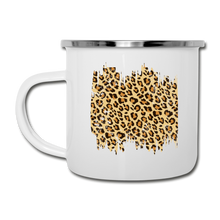 Load image into Gallery viewer, Distressed Leopard Print on White Enamel Camping Mug Cup - white
