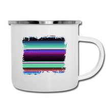 Load image into Gallery viewer, Purple and Teal Serape Design on White Enamel Camping Mug - white
