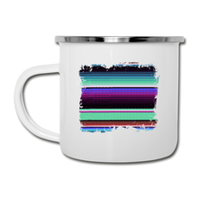 Load image into Gallery viewer, Purple and Teal Serape Design on White Enamel Camping Mug - white

