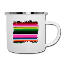 Load image into Gallery viewer, Pink and Green Serape Design on White Enamel Camping Mug - white
