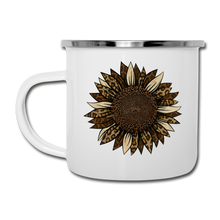 Load image into Gallery viewer, Leopard Print Sunflower on White Enamel Camping Mug - white
