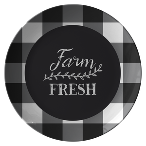 Farm Fresh Black White and Gray Buffalo Check 10" Unbreakable Dinner Plates