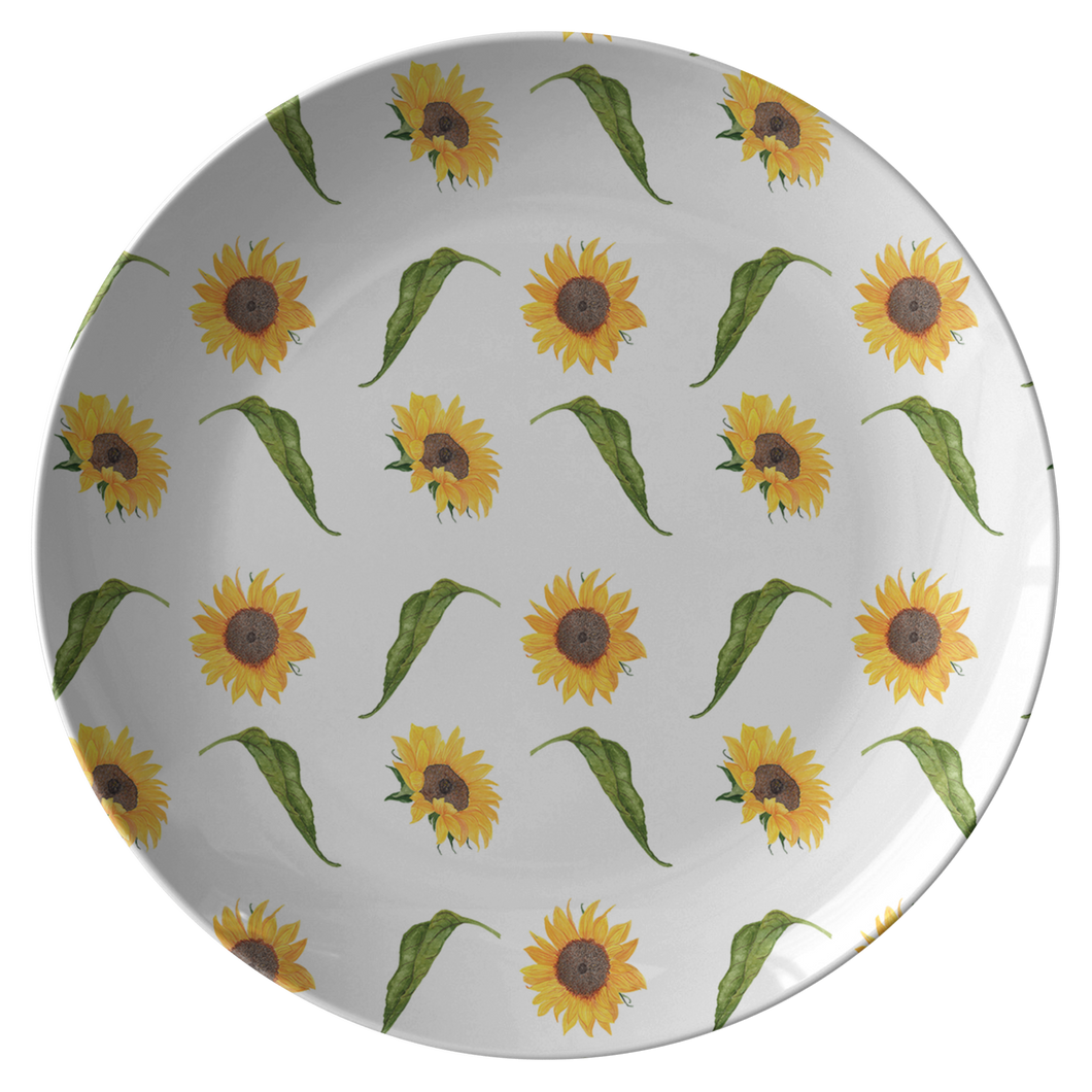 White With Sunflower Pattern Unbreakable Plate