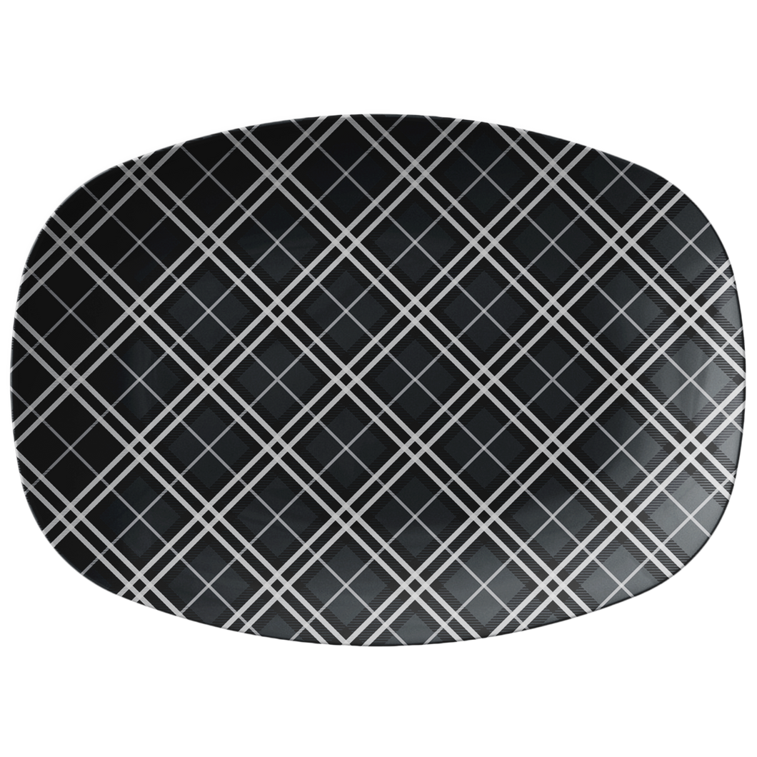 Gray and White Plaid Serving Platter 10