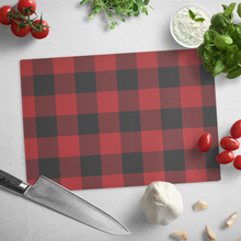 Load image into Gallery viewer, Red and Black Buffalo Plaid Tempered Glass Cutting Board

